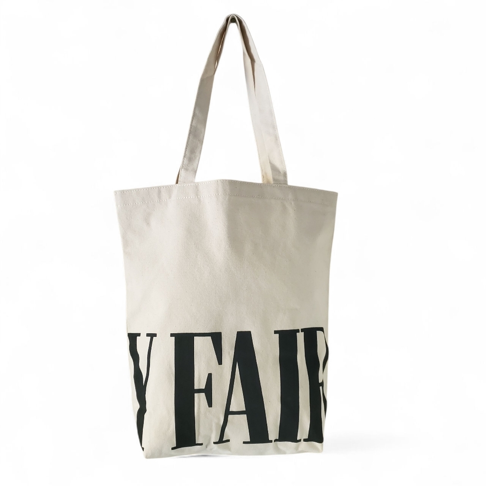 🔥VANITY FAIR Off-White Cotton Canvas Magazine Large Print Logo Reuseable Tote - Picture 2 of 9